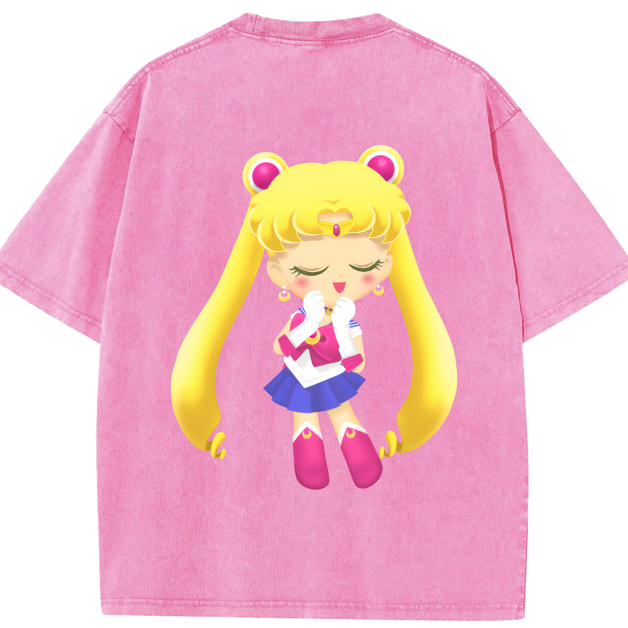 （画像用） 美少女戦士セーラームーン 月野 うさぎ つきの うさぎ Sailor Moon Tsukino Usagi 綿100% ヴィンテージ風 半袖Tシャツ（背面プリント）